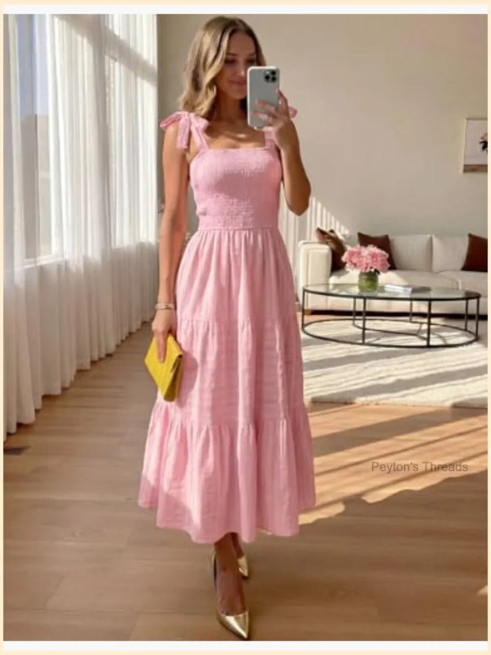 Boho Maxi Dress Sleeveless Smocked A-Line Sundress with Pockets